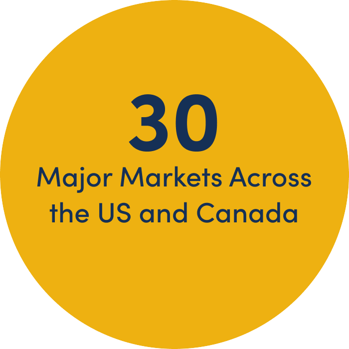 30 Major Markets Across the US and Canada
